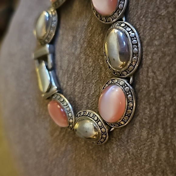 VTG Cowboy Core Pink Cat's Eye Oval Cabochon Bracelet - Picture 3 of 6